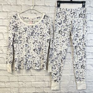Victorias Secret pajamas set womens small Thermal NAVY BLUE STARs NEW lady janes